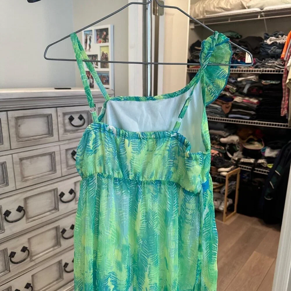 JUSTICE GIRLS SIZE 14 GREEN MAXI LONG DRESS